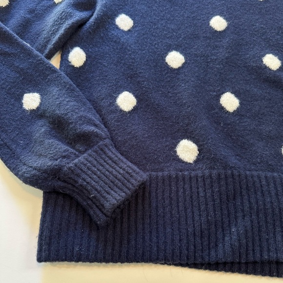 J. Crew Polka Dot Crewneck Sweater Supersoft Yarn Navy Women’s Size Small - Picture 7 of 12